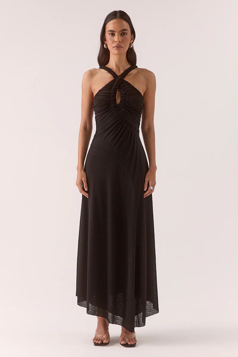 ALORA MIDI DRESS - BLACK