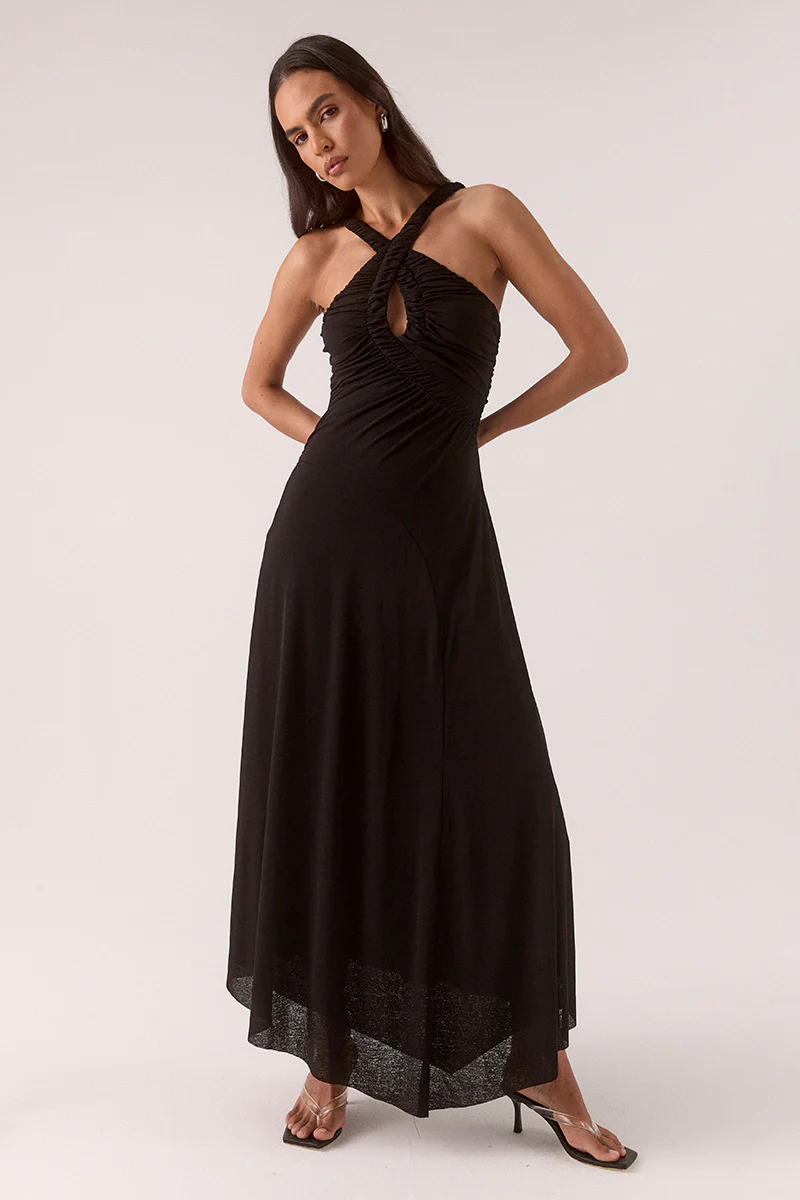 ALORA MIDI DRESS - BLACK - Image 2