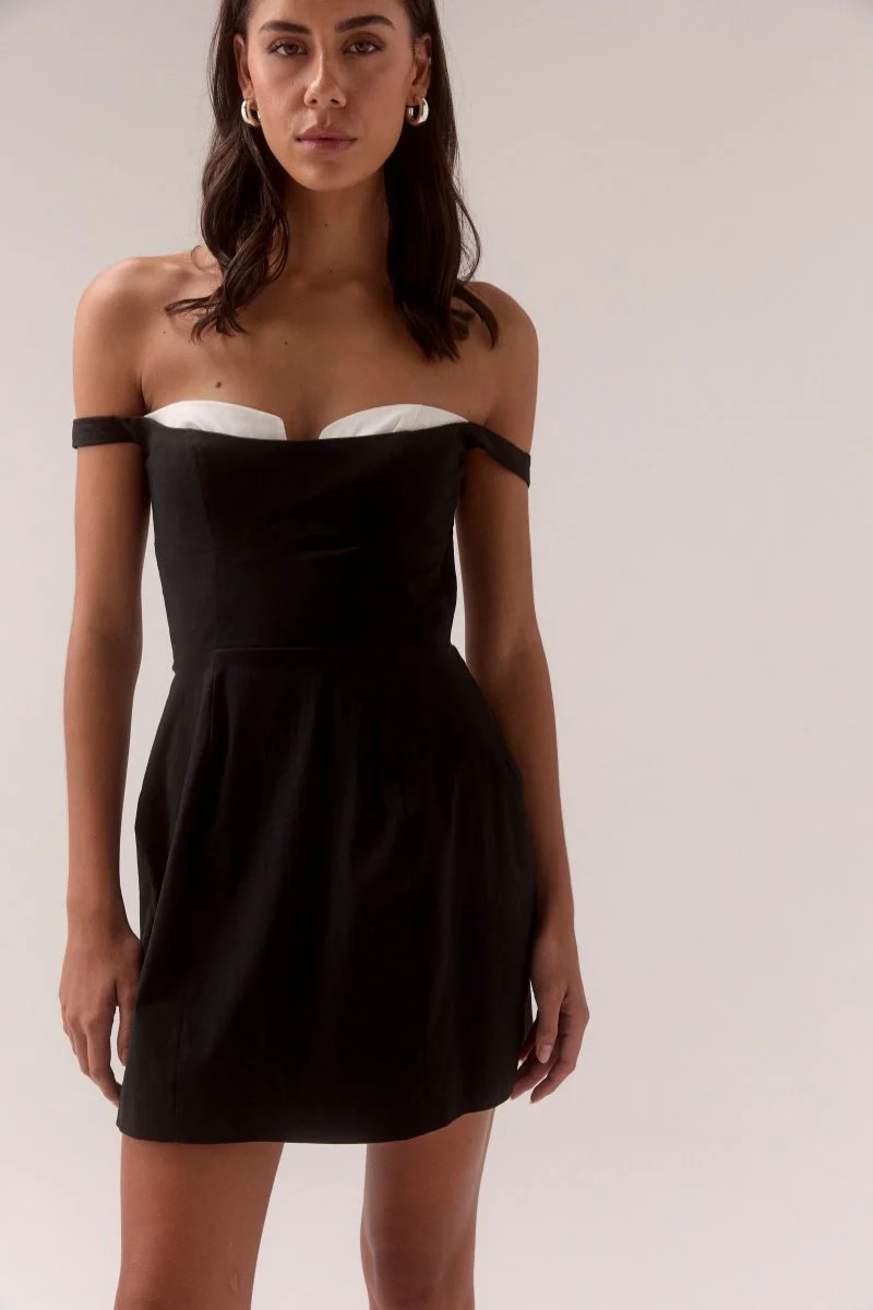 LURE MINI DRESS - BLACK AND WHITE - Image 2