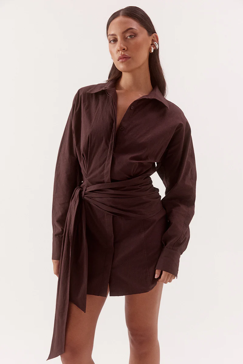 MARLOWE SHIRT DRESS - ESPRESSO - Image 2