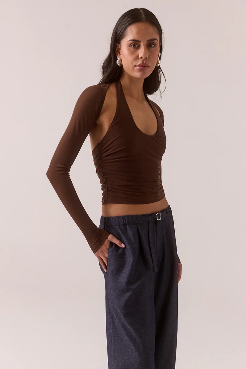 MYRIAD BOLERO HALTER TOP - BROWNIE - Image 2
