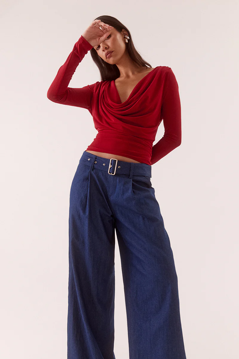 MYRIAD DRAPE TOP - CHERRY - Image 2