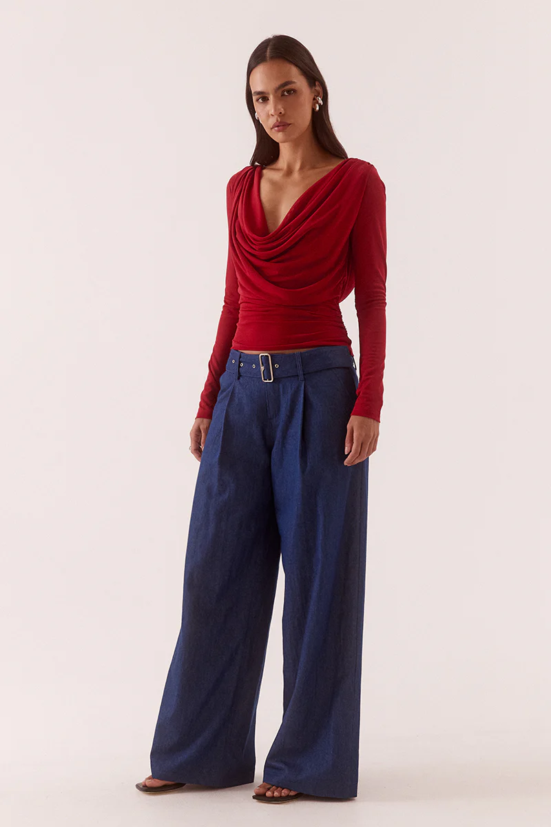 MYRIAD DRAPE TOP - CHERRY - Image 3