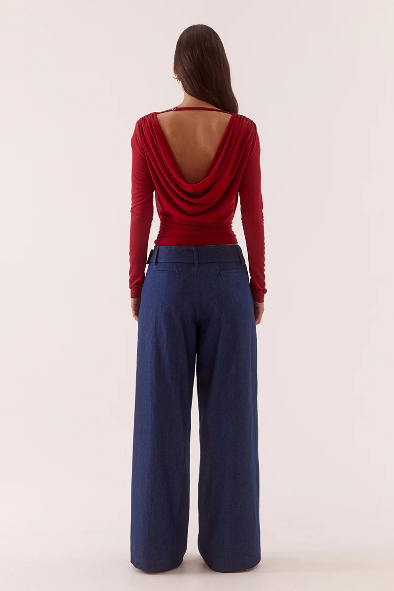 MYRIAD DRAPE TOP - CHERRY - Image 4
