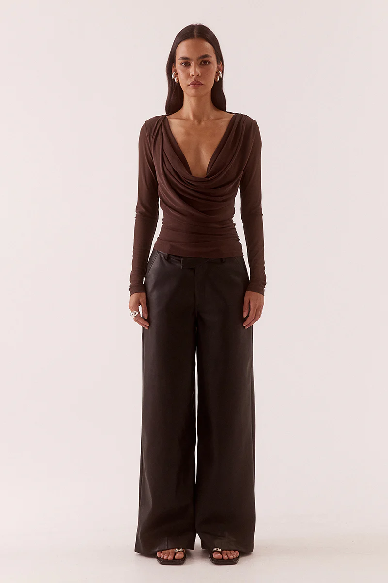 MYRIAD DRAPE TOP - RUM RAISIN
