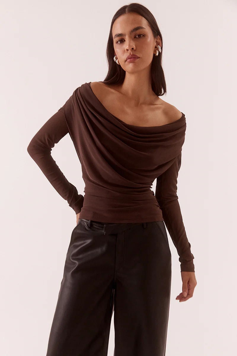 MYRIAD DRAPE TOP - RUM RAISIN - Image 2