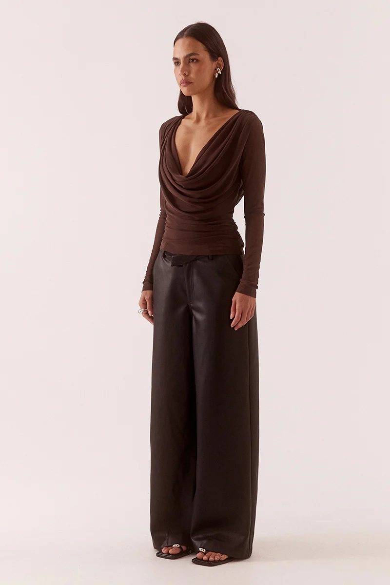 MYRIAD DRAPE TOP - RUM RAISIN - Image 3