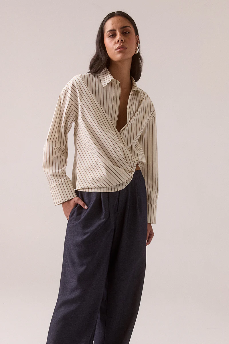 TAVEN SHIRT - LATTE STRIPE - Image 2