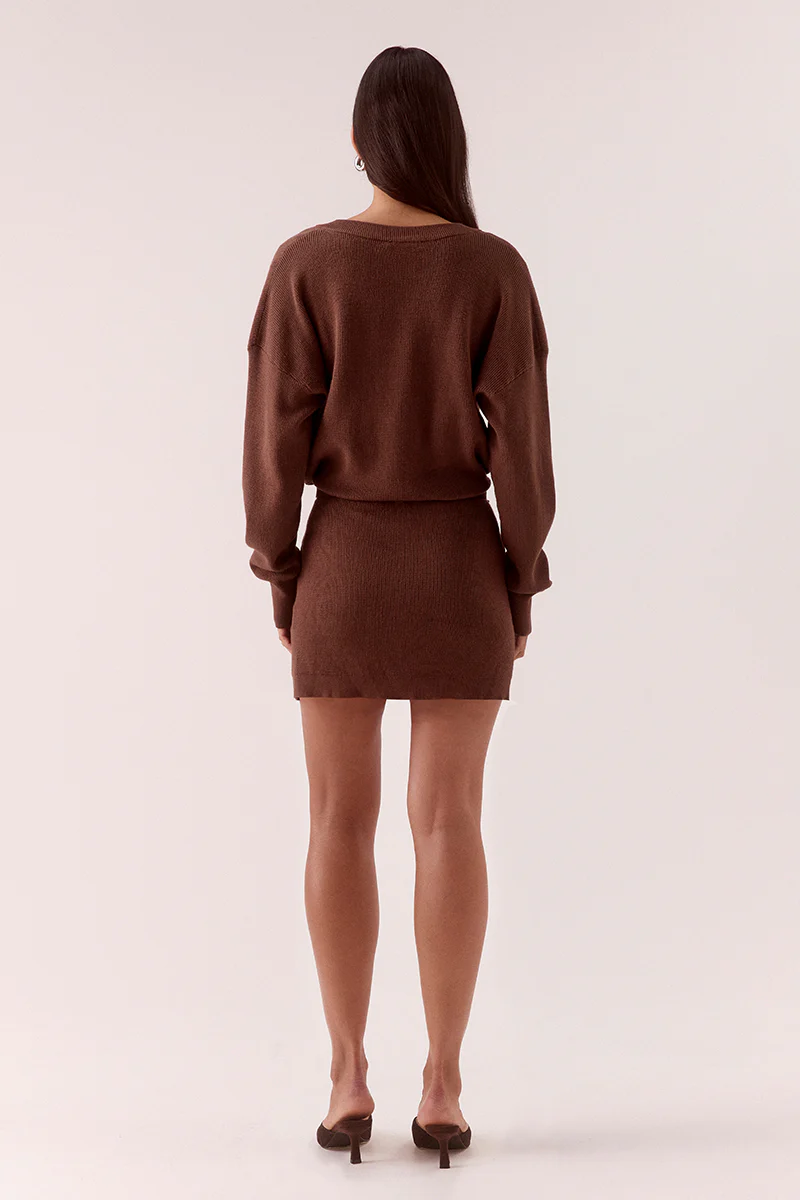 VENICE SWEATER DRESS - MOCHA - Image 4